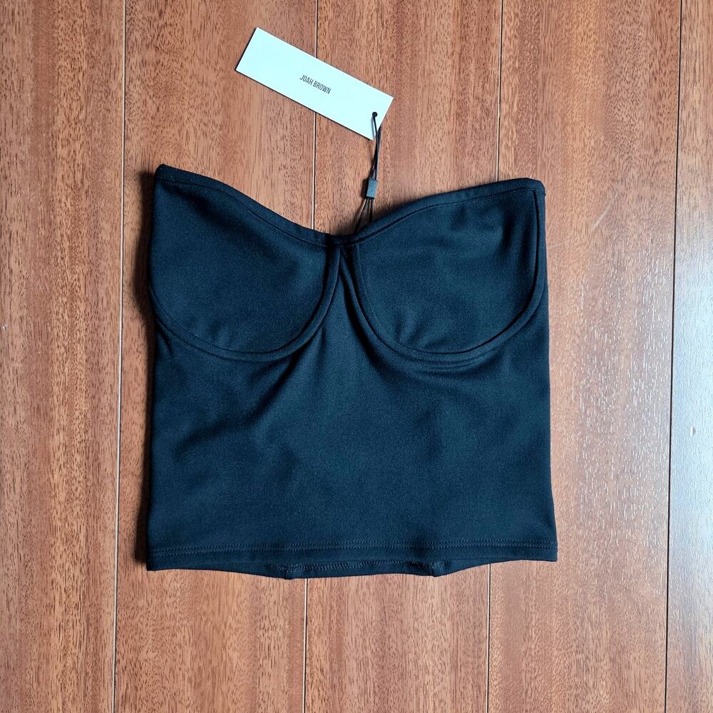 Joah Brown Strapless Bustier Tube Top Sueded Onyx Black Size XS/Small Size NWT - Picture 2 of 6